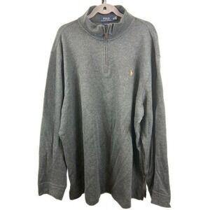 Polo Ralph Lauren Men's Size XXL Gray Estate Rib Quarter Zip Long Sleeve Sweater
